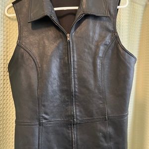 Black leather vest with mesh back